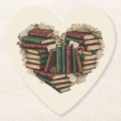 Book Lover Heart Paper Coaster Untersetzer (Vorderseite)