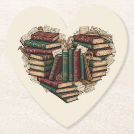 Book Lover Heart Paper Coaster Untersetzer