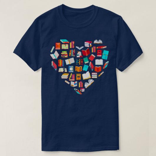 Book Lover Heart Shape Reading Club Librarian Book T-Shirt (Design vorne)