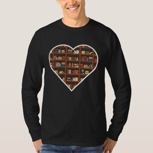 Book Lover Heart Shape Reading Club Librarian T-Shirt (Vorderseite)