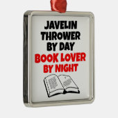 Book Lover Javelin Thrower Silbernes Ornament (Rechts)