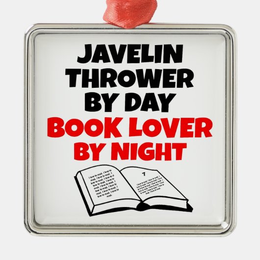 Book Lover Javelin Thrower Silbernes Ornament (Vorne)