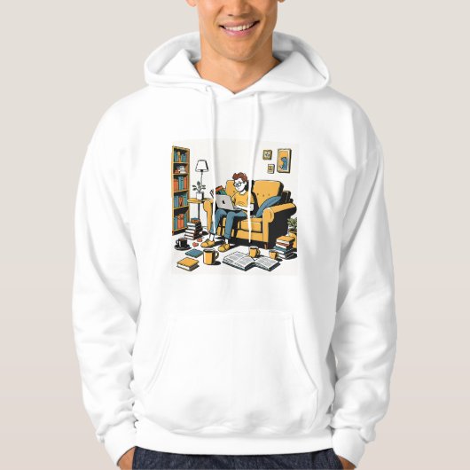 Book Lover on the Couch Hoodie (Vorderseite)