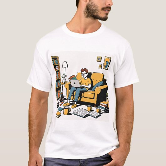 Book Lover on the Couch T-Shirt (Vorderseite)