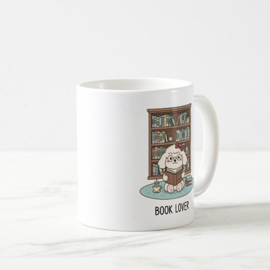 Book Lover Poodle Puppy Pastel Reading Mug Design Kaffeetasse (VorderseiteRechts)