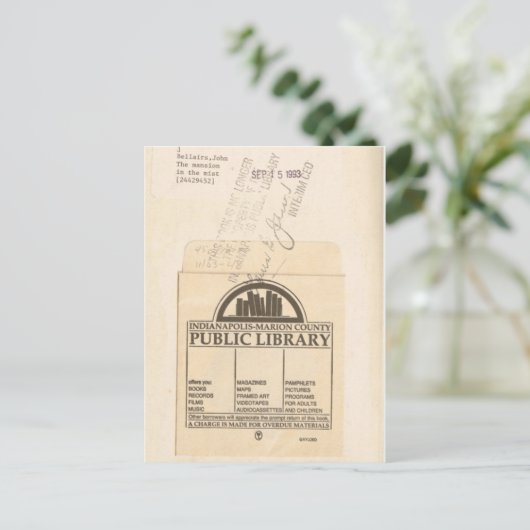 Book Lover, Reader, Ex Library Checkout Card Postkarte (Stehend Vorderseite)