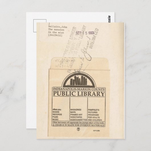 Book Lover, Reader, Ex Library Checkout Card Postkarte (Vorne/Hinten)
