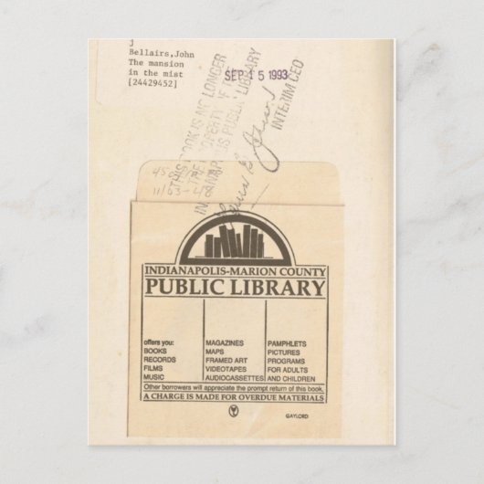 Book Lover, Reader, Ex Library Checkout Card Postkarte (Vorderseite)