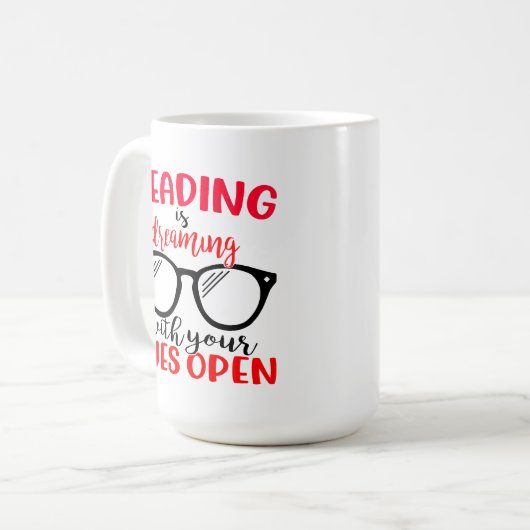 Book Lover Reading Glasses Nerd Bookworm Kaffeetasse (Vorderseite Links)