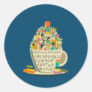 Book Lover Reading Mug Cute Teacher Librarian Runder Aufkleber