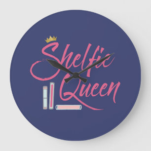 Book Lover Shelfie Queen Große Wanduhr