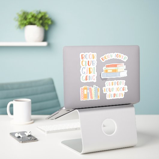Book Lover Sticker Set (Laptop auf Schreibtisch)
