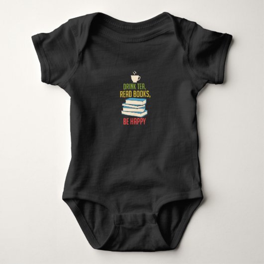 Book Lover - Tea Books Happy Baby Strampler (Vorderseite)