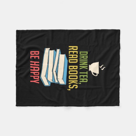Book Lover - Tea Books Happy Fleecedecke (Vorderseite (Horizontal))