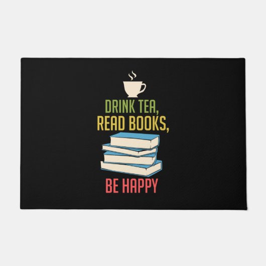 Book Lover - Tea Books Happy Fußmatte (Vorderseite)