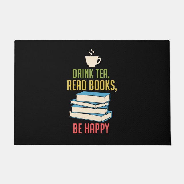 Book Lover - Tea Books Happy Fußmatte (Vorderseite)