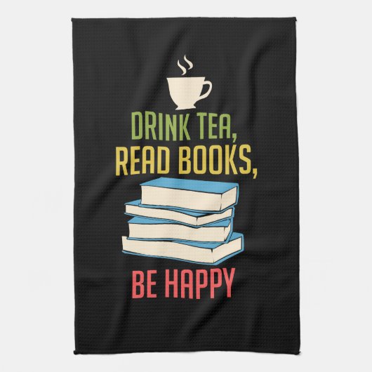 Book Lover - Tea Books Happy Geschirrtuch (Vertikal)