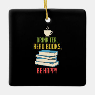 Book Lover - Tea Books Happy Keramikornament