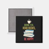 Book Lover - Tea Books Happy Magnet (Vorderseite/Rückseite)