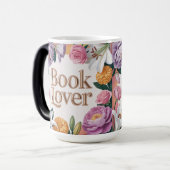 Book Lover White Floral Mug Verwandlungstasse (Vorderseite Links)