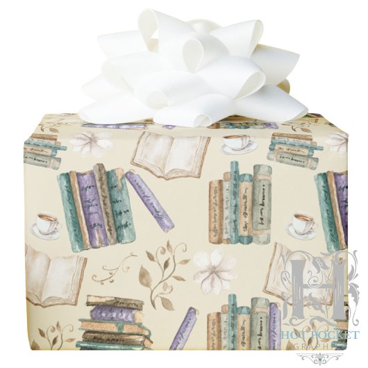 Book Lover Wrapping Paper in Cream Geschenkpapier