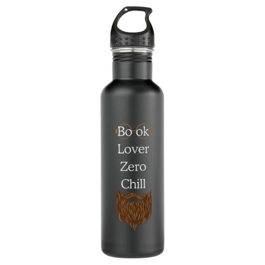 Book Lover Zero Chill Black Water Bottle Edelstahlflasche (Vorderseite)
