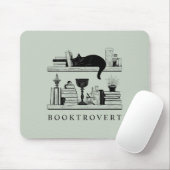 Book Lover's Black Cat Booktrovert Mousepad (Mit Mouse)