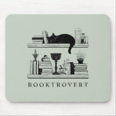 Book Lover's Black Cat Booktrovert Mousepad (Vorne)