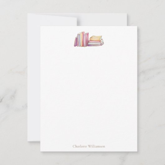 Book Lovers Bookish Theme Personalized Stationery Mitteilungskarte (Vorderseite)