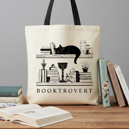 Book Lover's Booktrovert Black Cat Tragetasche