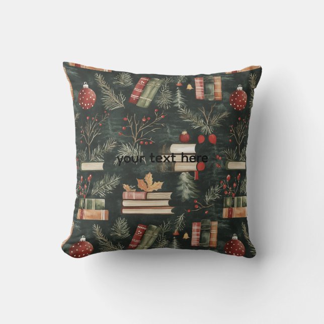 Book Lovers Christmas Pillow Kissen (Vorderseite)