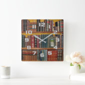 Book Lovers Library Hardcover Edition Books Quadratische Wanduhr (Zuhause)