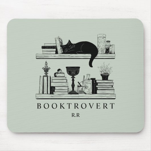 Book Lover's Monogram Initials Booktrovert Mousepad (Vorne)