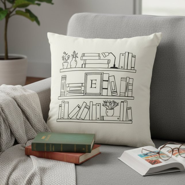 Book Lover's Monogram Throw Pillow Kissen (Von Creator hochgeladen)
