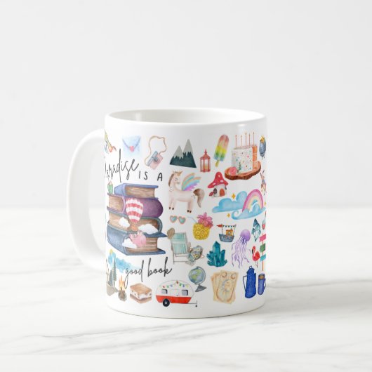 Book Lovers - Paradise is a Good Book Kaffeetasse (Vorderseite Links)