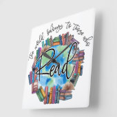 Book Lovers "Read" Square Acrylic Wall Clock Quadratische Wanduhr (Winkel)