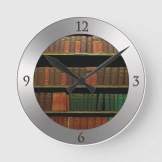Book Lover's Silver Runde Wanduhr