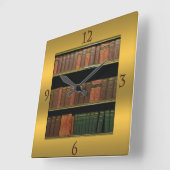 Book Lover's Square Gold Quadratische Wanduhr (Winkel)