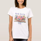 Book Lovers Tribe Pink Roses T - Shirt (Vorderseite)
