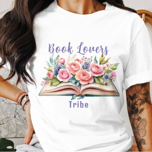 Book Lovers Tribe Pink Roses T - Shirt