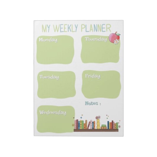 Book Lovers Weekly Planner Notepad Notizblock (Rotiert)