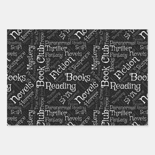 Book Lovers Word Cloud Geschenkpapier Set (Vorderseite)