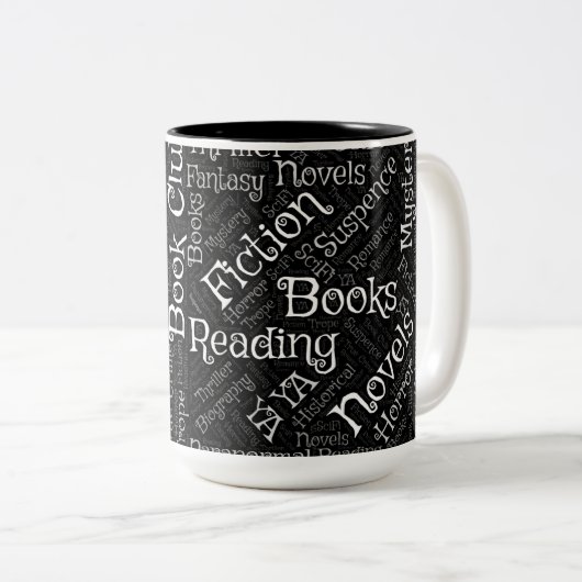 Book Lovers Word Cloud Zweifarbige Tasse (VorderseiteRechts)