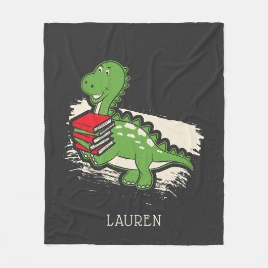 Book Nerd Dinosaur Niedlich Novelty Fleecedecke (Vorderseite)