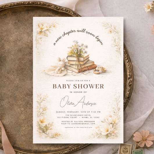 Book New Chapter Begins Baby Shower Einladung
