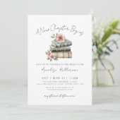 Book New Chapter Floral Bridal Shower Einladung (Stehend Vorderseite)