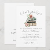 Book New Chapter Floral Bridal Shower Einladung (Vorne/Hinten)