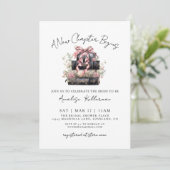 Book New Chapter Floral Bridal Shower Einladung (Stehend Vorderseite)
