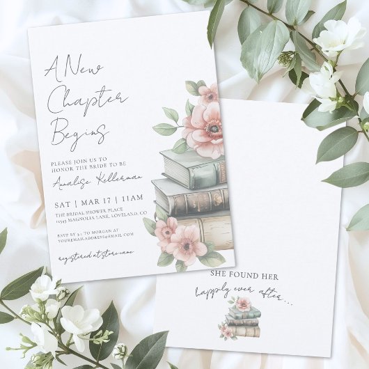 Book New Chapter Floral Bridal Shower Einladung
