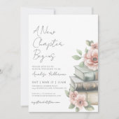 Book New Chapter Floral Bridal Shower Einladung (Vorderseite)
